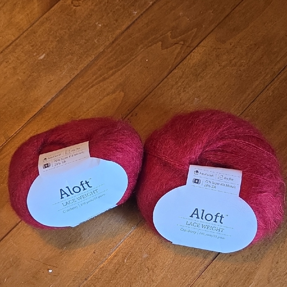 Mohair/silk Yarn In Cranberry Color, 520 Yards